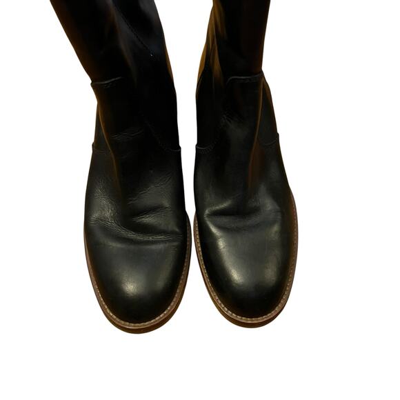 J.Crew Dean Black Leather Boots Silver Buckle Ankle Booties Mid Shaft Size 8.5 - Picture 5 of 10